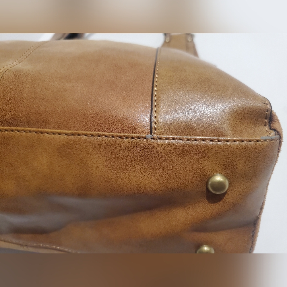 Tignanello Leather Satchel Handbag Cognac Color - Picture 15 of 17
